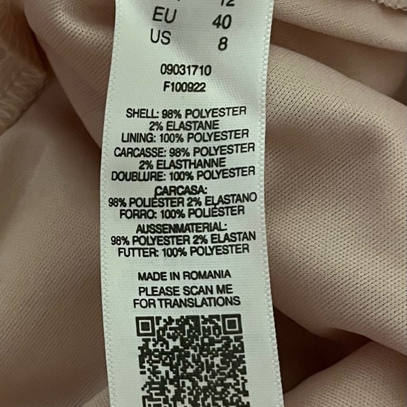 ASOS Womens Blush Pink  Knee Length Dolman Short Sleeve Lined Dress Sz 8 - Picture 7 of 7